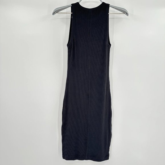 Quince Black Tencel Rib Knit Mini Dress sz XS NWT Sleeveless Short Fitted - Picture 6 of 8